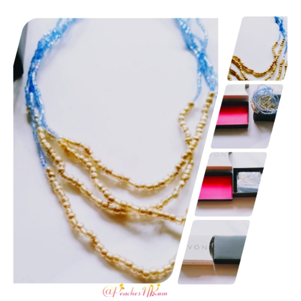 2010 Avon Sea And Sky Multistrand Beaded Necklace- Blue